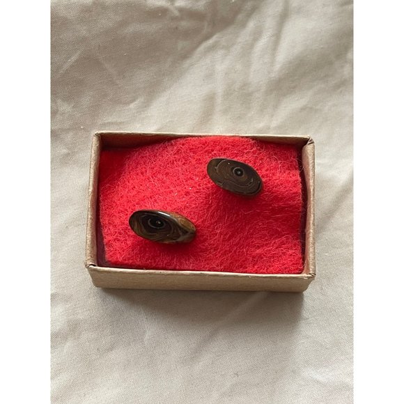 Vintage Monet Brown Wood Earrings - Picture 5 of 11